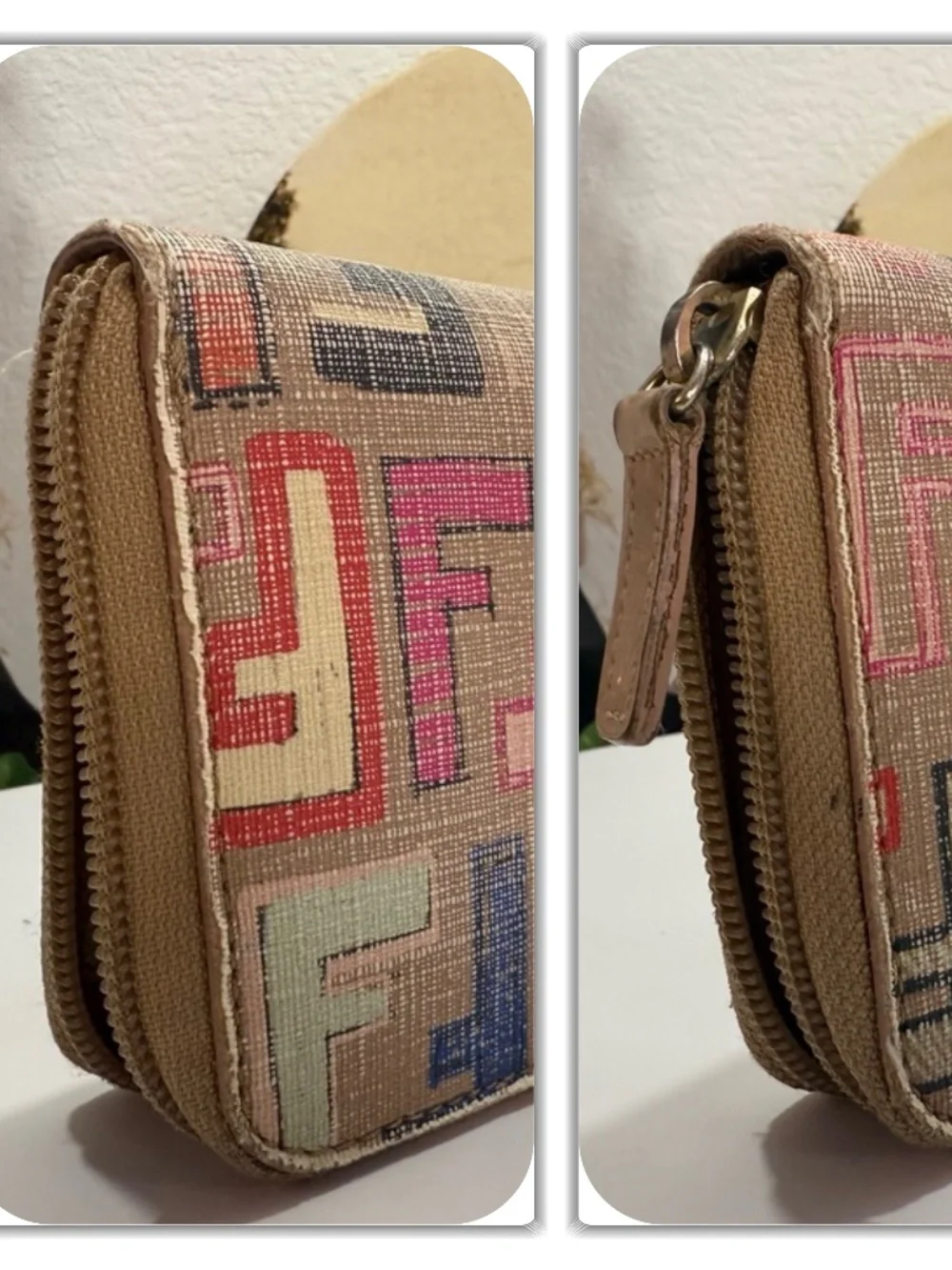 ALLURING FENDI FF LIMITED EDITION ZUCCA MULTI-COLOR ZIP AROUND WALLET!
